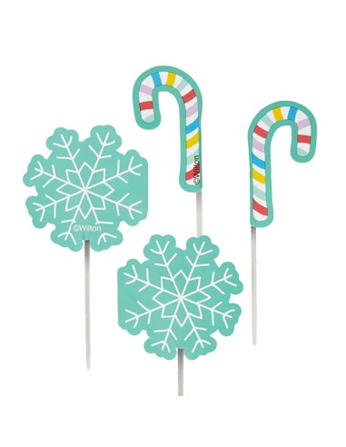 Wilton Cupcake Toppers Sneeuwvlok & Zuurstok -12st-