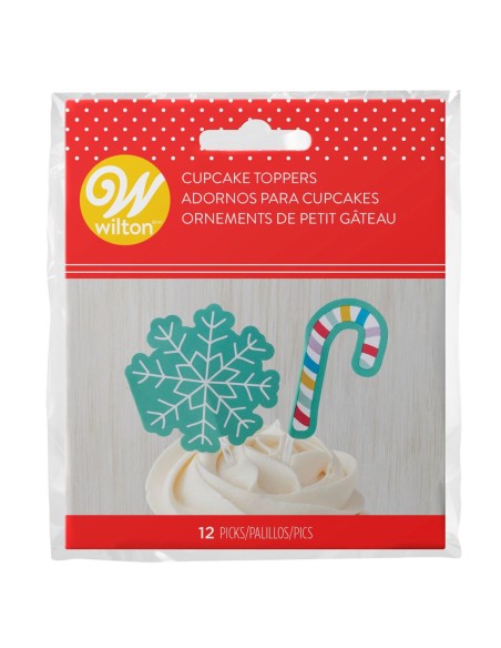 Wilton Cupcake Toppers Sneeuwvlok & Zuurstok -12st-