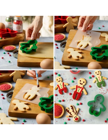 Decora Uitsteker & Stencil Set Gingerbread -4st-