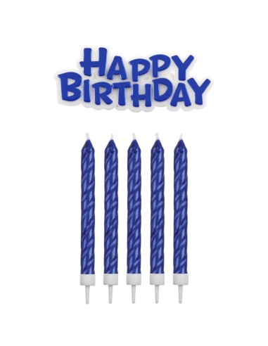 PME Kaarsen & Happy Birthday Blauw -17st-