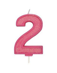 Sparkle Glitter Kaars Roze Nummer 2 //