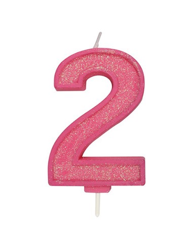 Sparkle Glitter Kaars Roze Nummer 2 //
