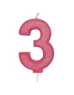 Sparkle Glitter Kaars Roze Nummer 3 //