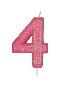 Sparkle Glitter Kaars Roze Nummer 4