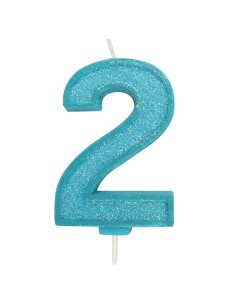 Sparkle Glitter Kaars Blauw Nummer 2
