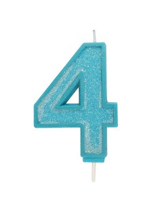 Sparkle Glitter Kaars Blauw Nummer 4