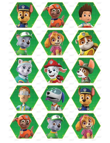 Eetbare Print Paw Patrol Cupcakes Hexagon - 6cm