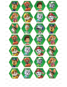 Eetbare Print Paw Patrol Mini Cupcakes Hexagon - 4cm 