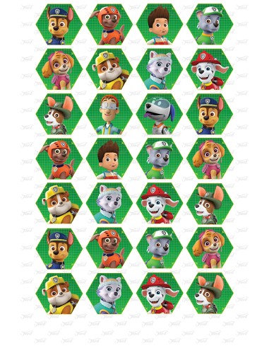 Eetbare Print Paw Patrol Mini Cupcakes Hexagon - 4cm 