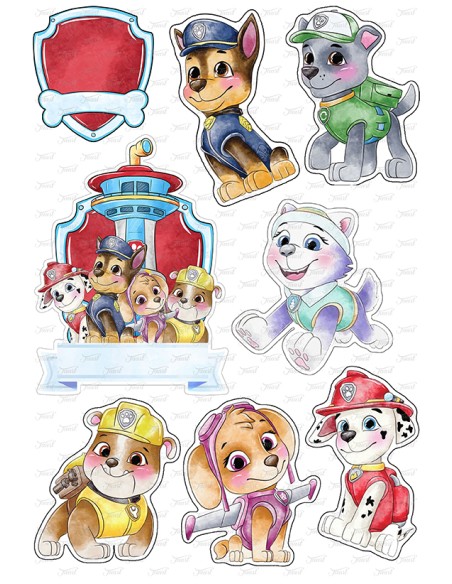 DIY Taarttopper Paw Patrol Watercolour - 13cm