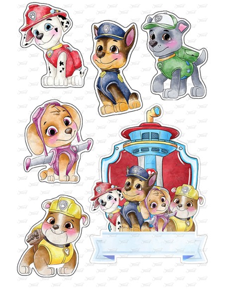 DIY Taarttopper Paw Patrol Watercolour - 16cm