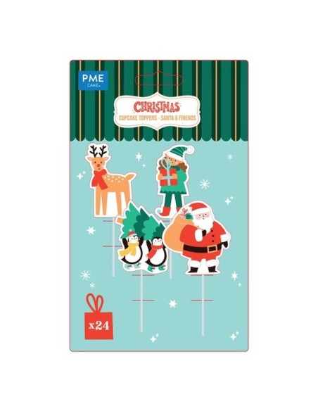 PME Cupcake Toppers Kerstman & Vrienden -24st-