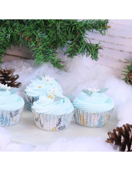 PME Folie Baking Cups Winterbloemen -30st-