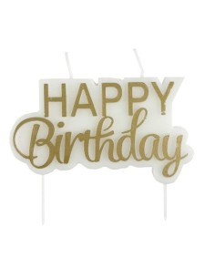 Kaars Happy Birthday Goud