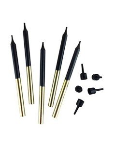Kaarsjes Zwart met Gouden Dip -16st-