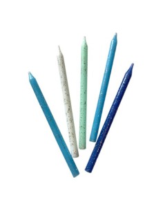 Kaarsjes Blauw met Glitter -16st-