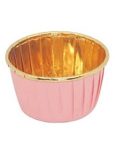 Baking Case Cup Roze/Goud -50st-