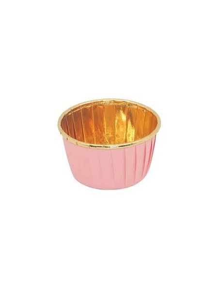 Baking Case Cup Roze/Goud -50st-
