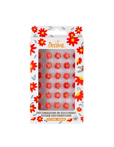 Decora Suikerbloemen Rood Small -30st-