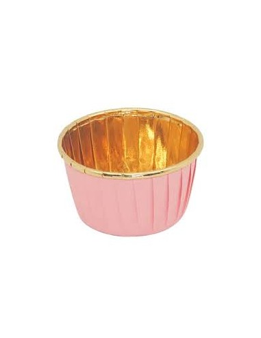 Baking Case Cup Roze/Goud MINI -50st-