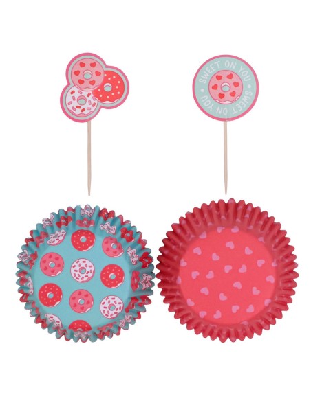 PME Folie Baking Cups Set Valentijn Donuts -24st-