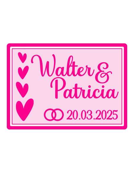 3D Uitsteker op Maat: Rechthoek met Namen met Stempel