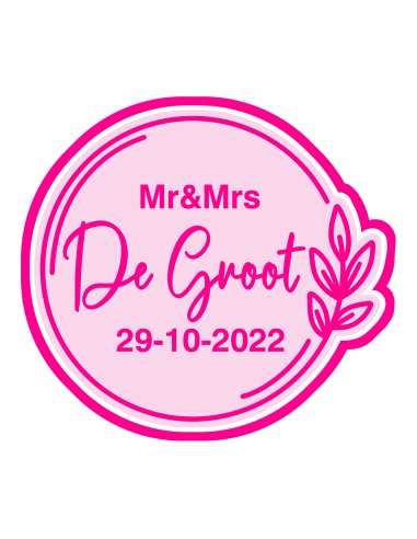 3D Uitsteker op Maat: Mr & Mrs Blad Naam & Datum met Stempel