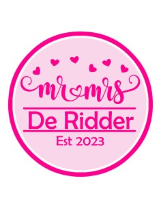 3D Uitsteker op Maat: Mr & Mrs met Naam & Jaar met Stempel 