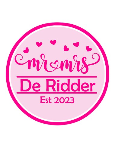 3D Uitsteker op Maat: Mr & Mrs met Naam & Jaar met Stempel 