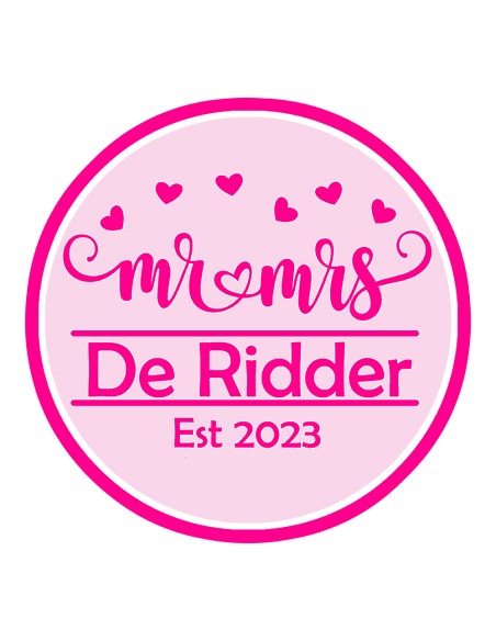 3D Uitsteker op Maat: Mr & Mrs met Naam & Jaar met Stempel 