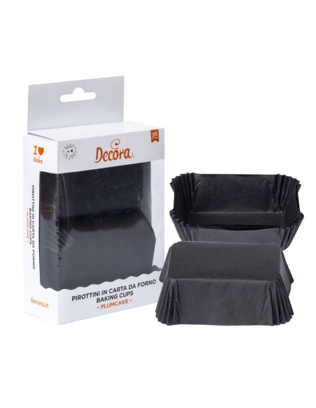 Decora Baking Cups Rechthoek Zwart -36st-