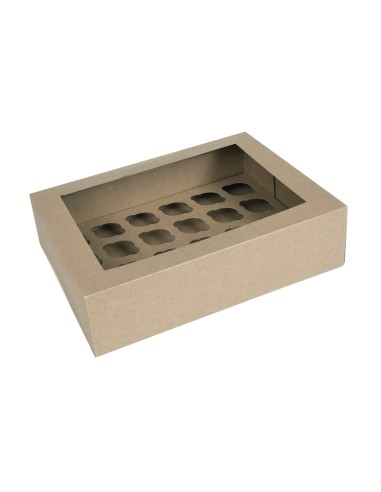 House of Marie 24-MINI Cupcake Box Kraft met Venster