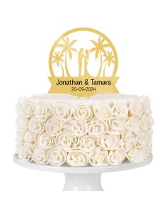 Taarttopper op Maat met Gravure: Bruidspaar op Strand 2