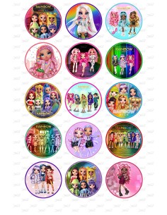 Eetbare Print Rainbow High Cupcakes 1 - 5cm