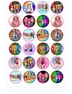 Eetbare Print Rainbow High Mini Cupcakes 1 - 4cm