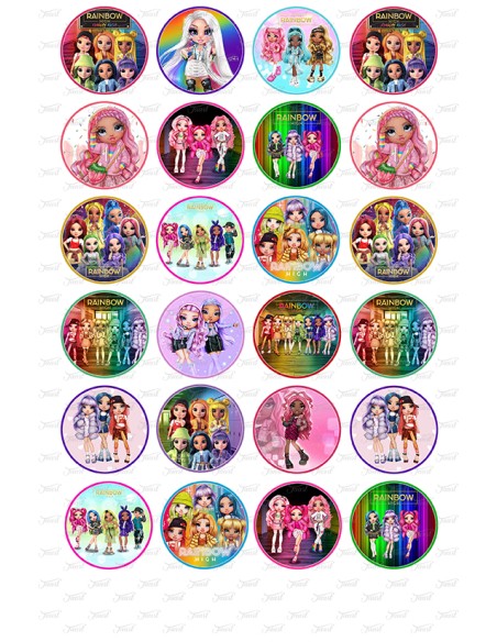 Eetbare Print Rainbow High Mini Cupcakes 1 - 4cm