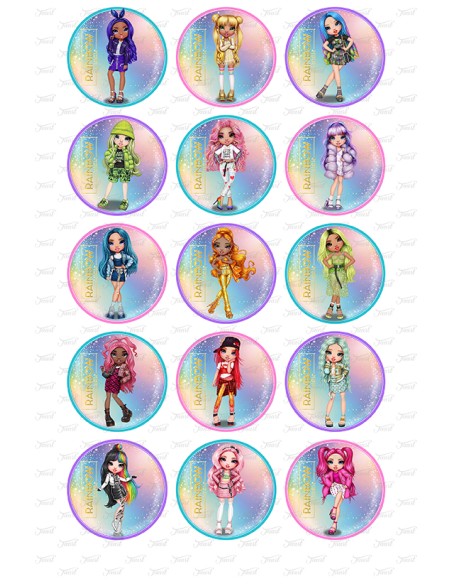 Eetbare Print Rainbow High Cupcakes 2 - 5cm