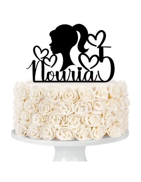 Taarttopper op Maat: Barbiehoofd met Naam en Leeftijd