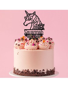 Taarttopper op Maat: Unicorn Hoofd met Naam