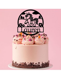 Taarttopper op Maat: Unicorn Rond met Naam