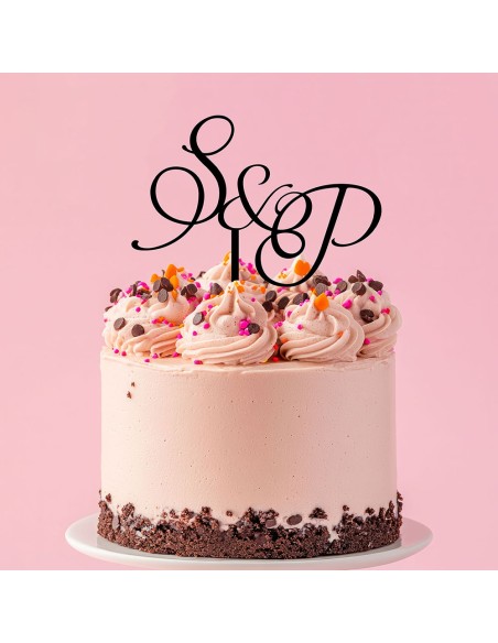 Taarttopper op Maat: Voorletters Sierlijk