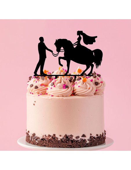 Taarttopper op Maat: Bruidspaar met Paard