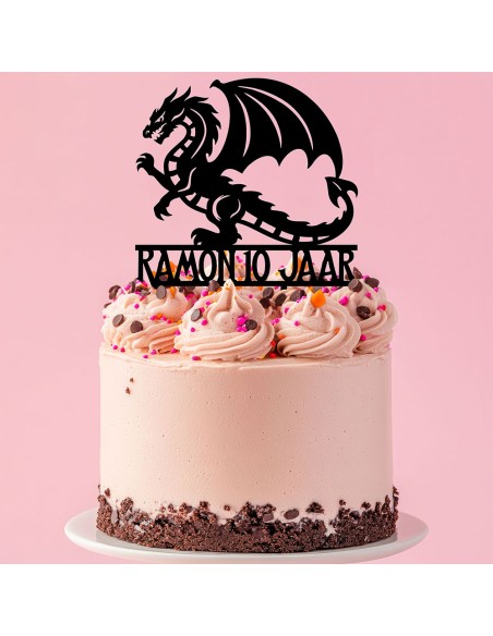 Taarttopper op Maat: Draak met Naam en Leeftijd