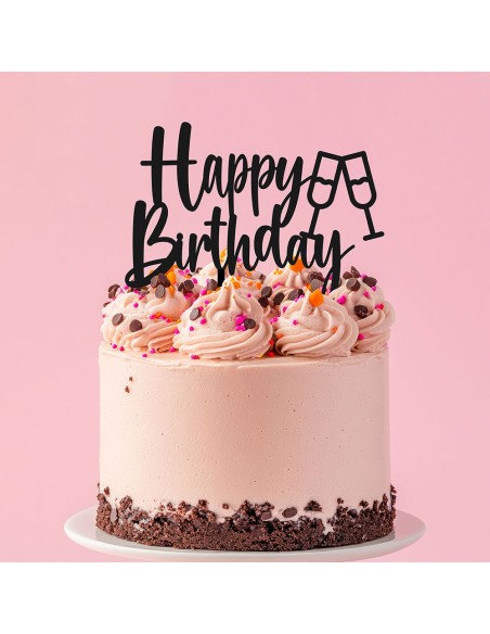 Taarttopper op Maat: Happy Birthay Glazen