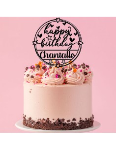 Taarttopper op Maat: Happy Birthay Rond met Naam