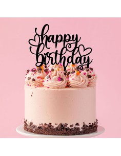 Taarttopper op Maat: Happy Birthday Hartjes