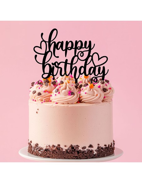Taarttopper op Maat: Happy Birthday Hartjes