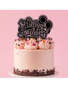 Taarttopper op Maat: Happy Birthday open met Ballonnen