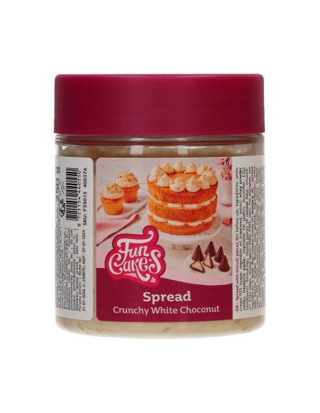 FunCakes Spread Chrunchy Chocolade Wit-Hazelnoot -250gr-