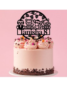 Taarttopper op Maat: Jungle Dieren Rond met Naam